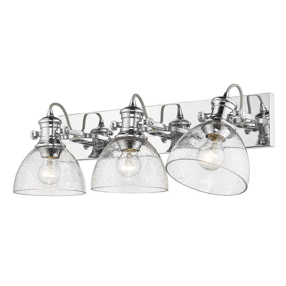 Yep by Golden Lighting Hines 3-light Vanity in Chrome and Seeded Glass